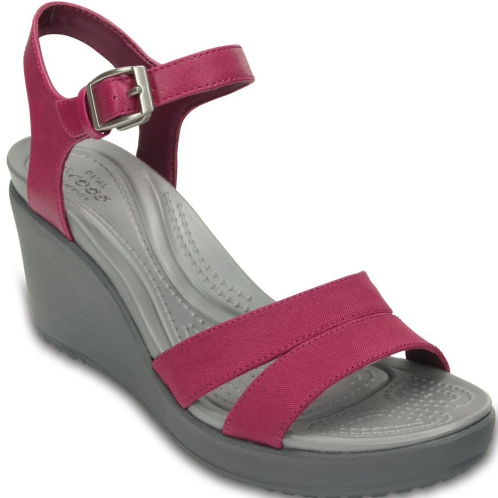Crocs Fuchsia Raspberry Red Wedge Sandals for Women Used